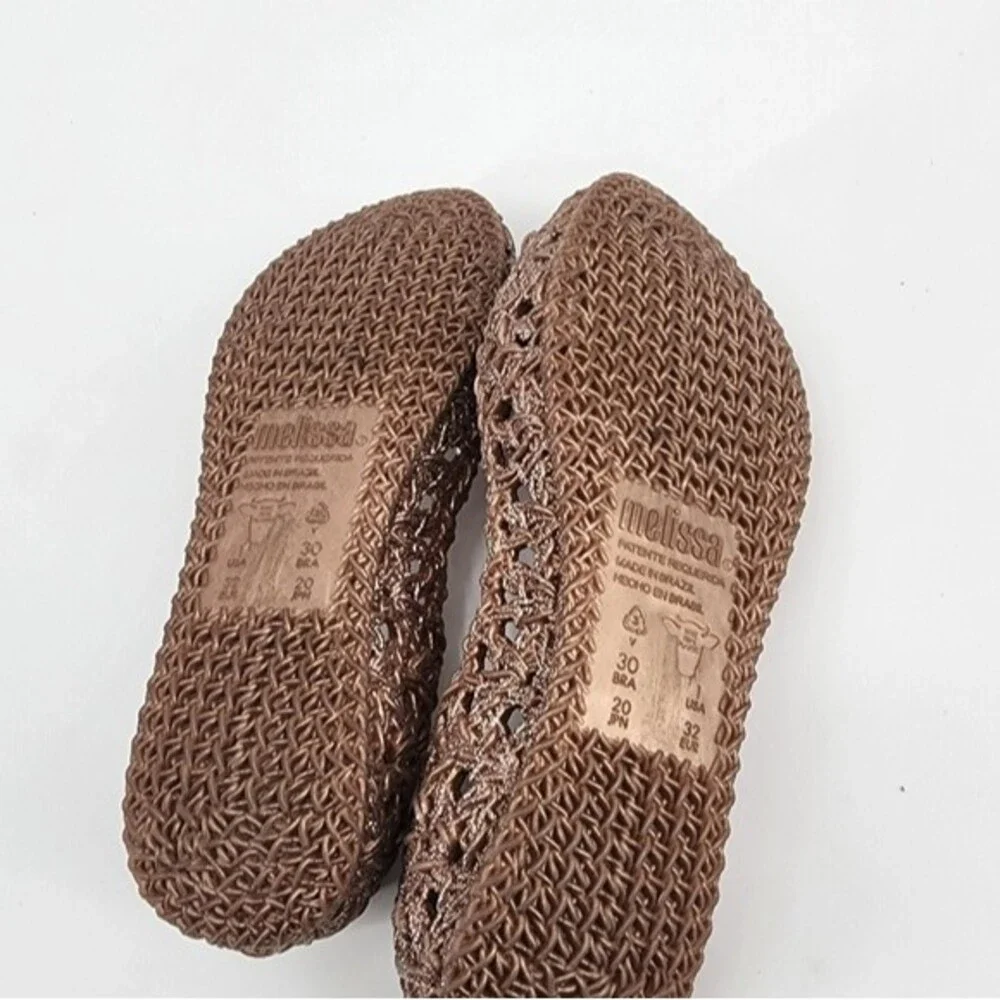 Melissa x Campana Glitter Jelly Rose Gold  Flats Size 1